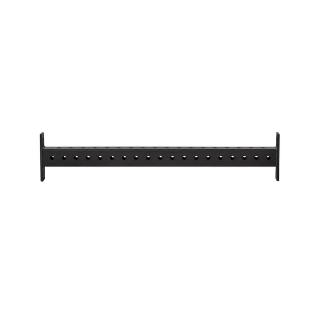 The Bells of Steel Hydra Crossmembers is a black horizontal metal beam with evenly spaced holes and flat vertical end brackets, compatible with 3x3 or Hydra Rack crossmembers, shown isolated on a white background.