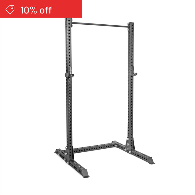 The Bells of Steel Manticore Squat Stand Builder (3" x 3", 1" Holes) stands on a white background, with a “10% off” red banner and price tag icon in the top left—perfect for any home gym setup.