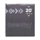 The Square Foam Soft Plyo Box from Bells of Steel features a black design with gray and gold accents, "20 INCH" in bold white/gold, and "twenty" in gray lowercase font. Ideal for versatile home gyms, it offers a dense foam design for 3-in-1 functionality in sizes 16", 18", and 20".