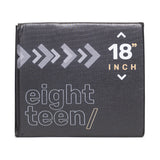 Black square binder features "18 Inch" in bold white and "eight teen/" in stylized text. White arrows suggest the dynamic versatility of Bells of Steel Foam Soft Plyo Box (16 x 18 x 20) for your home gym, hinting at direction and flexibility akin to dense foam's solid support.
