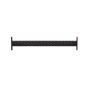 The Bells of Steel Hydra Crossmembers is a black horizontal metal beam with evenly spaced holes and flat vertical end brackets, compatible with 3x3 or Hydra Rack crossmembers, shown isolated on a white background.