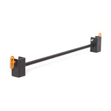 The Bells of Steel Adjustable Pull-up Bar Rack Attachment is a black metal bar with orange clips, ideal for securing items or use in a power rack. It appears horizontally against a white background.