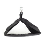 The Bells of Steel Hanging Ab Straps (Pair) are black fabric triangle straps with metal rings for attaching to gym equipment, ideal for arm support during ab exercises. Displayed on a plain white background.