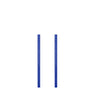 Two vertical Hydra Vertical Uprights by Bells of Steel stand parallel against a white background. Each blue metal bar features multiple evenly spaced holes, indicating they're part of a shelving or support structure.