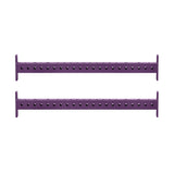 Two identical Bells of Steel Hydra Crossmembers in purple metal, featuring evenly spaced holes, are aligned horizontally and parallel to each other on a white background.