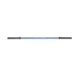The Bells of Steel Multi-Purpose Olympic Barbell – The Utility Bar is depicted with a blue center section and black grips on both ends, isolated on a white background.