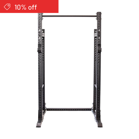 The Bells of Steel Hydra Half Rack Builder (3" x 3", ⅝" Holes) is displayed on a white background, perfect for home gyms. A red banner in the top left shows “10% off” with a price tag icon.