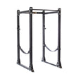 The Bells of Steel Hydra Flat Foot Power Rack Builder (3" x 3", ⅝" holes) features adjustable holes, support straps, and a pull-up bar—ideal for weightlifting and strength training in your home gym.