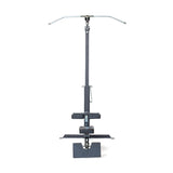 Front view of the Bells of Steel Lat Pulldown Low Row Machine, featuring a long vertical lever, horizontal handlebar, base foot pedal, and padded stabilizers—resembling versatile home gym equipment for cable exercises.