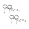 Two sets of Bells of Steel Spring Collars, each with coil springs and handles, rest on a white backdrop. Ideal for securing weight plates on Olympic barbell sleeves, these polished chrome clamps ensure a safe and focused workout.