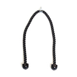 The Bells of Steel Extra Long Tricep Rope Extension (137cm) features a black twisted cable with glossy black end caps and a metal center clasp, perfect for tricep pushdowns, showcased against a white background.