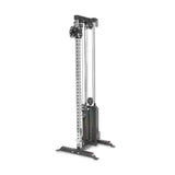 The Bells of Steel Cable Tower features weight stacks, a metal frame, adjustable handles, and multiple height settings, making it ideal for strength training and resistance workouts.